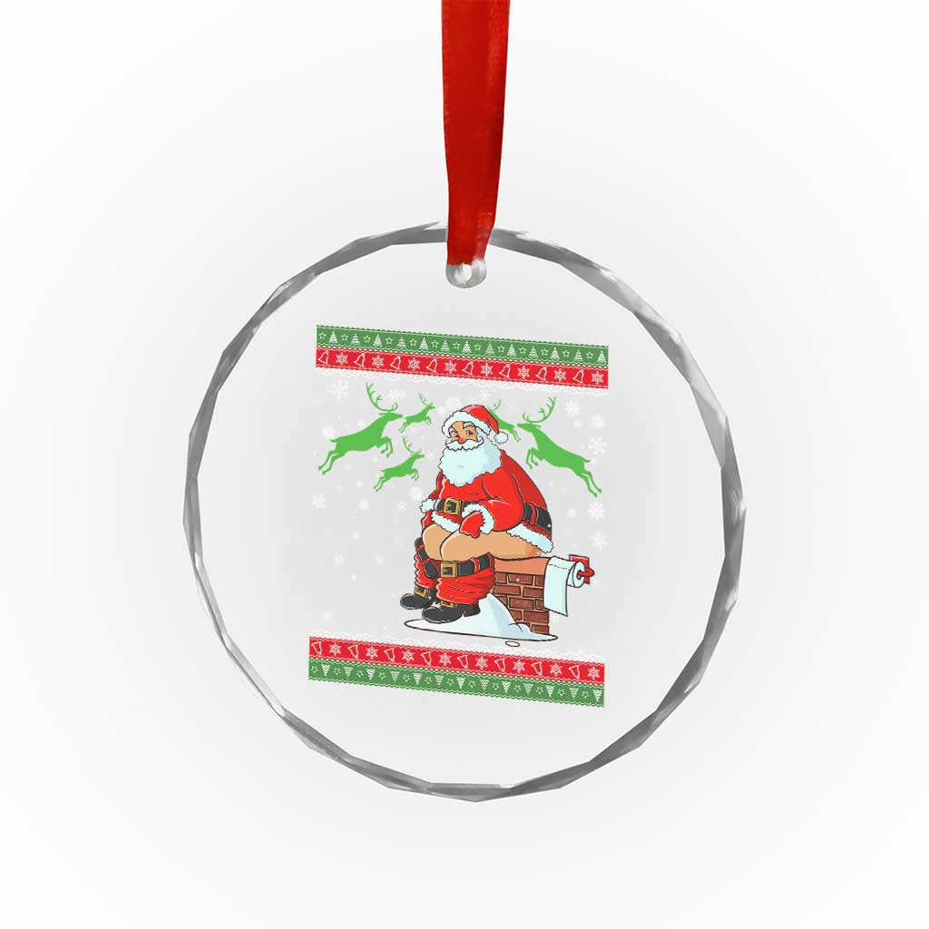 Funny Santa Claus Crystal Glass Ornament Pooping Down The Chimney TS02 Print Your Wear
