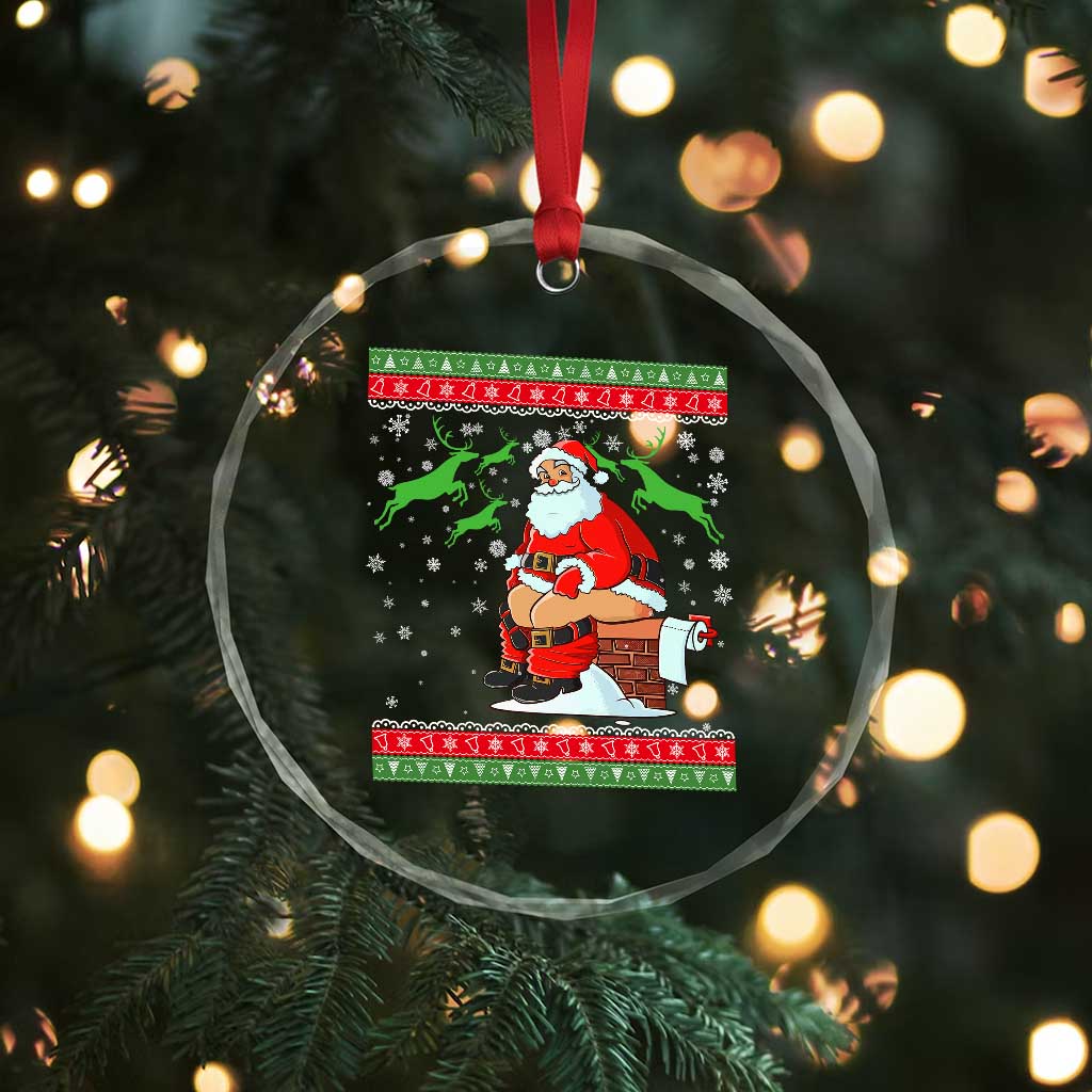 Funny Santa Claus Crystal Glass Ornament Pooping Down The Chimney TS02 Print Your Wear