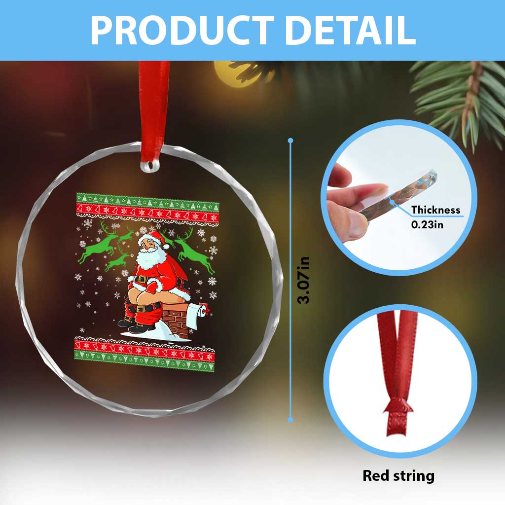 Funny Santa Claus Crystal Glass Ornament Pooping Down The Chimney TS02 Print Your Wear
