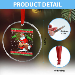 Funny Santa Claus Crystal Glass Ornament Pooping Down The Chimney TS02 Print Your Wear