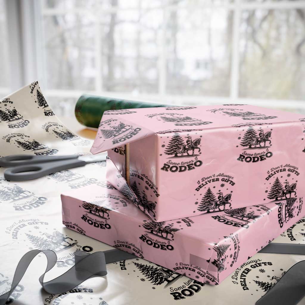 Funny Santa Cowboy Christmas Wrapping Paper Roll I Do Not Deliver Gifts I Rodeo TS12 Light Pink Print Your Wear