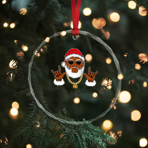 Funny Santa Crystal Glass Ornament Black Hip Hop Santa African American Santa Rapper Fan Gift TS10 Print Your Wear
