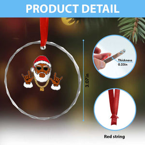 Funny Santa Crystal Glass Ornament Black Hip Hop Santa African American Santa Rapper Fan Gift TS10 Print Your Wear