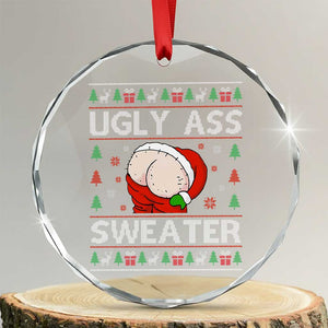 Funny Santa Crystal Glass Ornament Ugly Ass XMas Elephant Gift for Him TS10 Transparent Glass 3'' Circle Print Your Wear