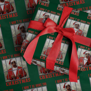 Funny Santa Diddy Christmas Wrapping Paper Roll I Won't Be Home For Xmas TS11 Green Print Your Wear