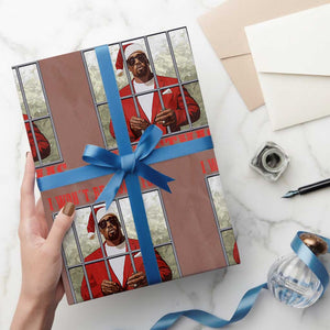 Funny Santa Diddy Christmas Wrapping Paper Roll I Won't Be Home For Xmas TS11 Mocha Print Your Wear