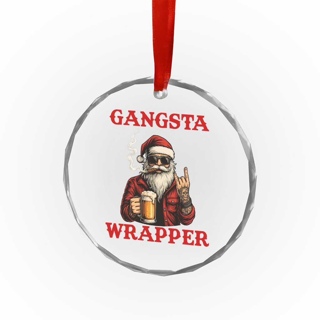 Funny Santa Drinking Beer Chirstmas Crystal Glass Ornament Gangster Rock On Hand Xmas TS14 Print Your Wear