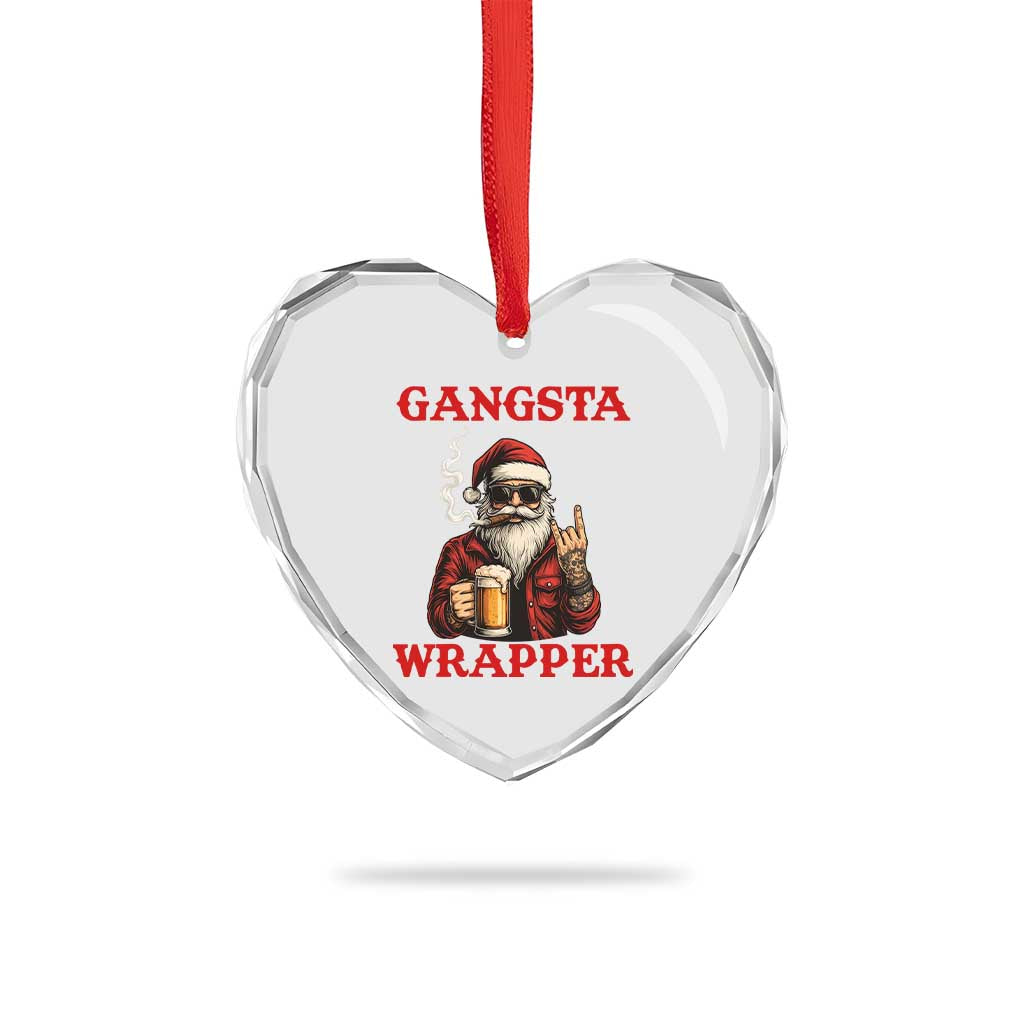 Funny Santa Drinking Beer Chirstmas Heart Crystal Glass Ornament Gangster Rock On Hand Xmas TS14 Print Your Wear