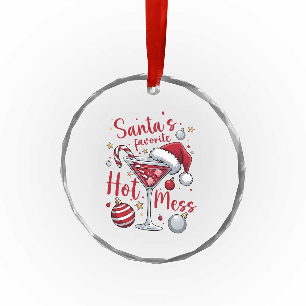 Funny Santa Favorite Hot Mess Crystal Glass Ornament Christmas Drinking Cocktail Lover TS02 Print Your Wear