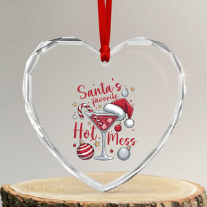 Funny Santa Favorite Hot Mess Heart Crystal Glass Ornament Christmas Drinking Cocktail Lover TS02 Transparent Glass 3'' Heart Print Your Wear