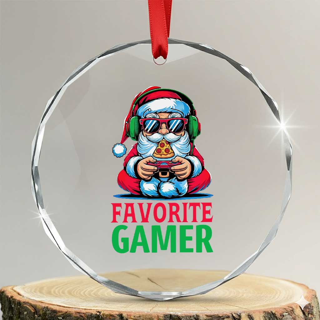 Funny Santa Gamer Christmas Crystal Glass Ornament TS14 Transparent Glass 3'' Circle Print Your Wear