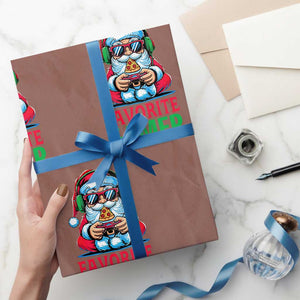 Funny Santa Gamer Christmas Wrapping Paper Roll TS14 Mocha Print Your Wear