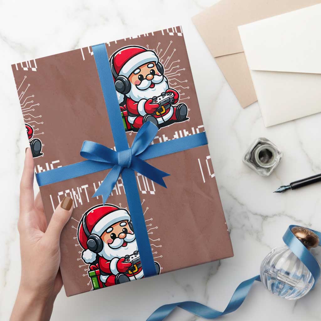 Funny Santa Gamer Christmas Wrapping Paper Roll I Can Not Hear You I Am Gaming TS14 Mocha Print Your Wear