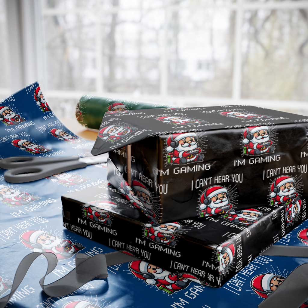 Funny Santa Gamer Christmas Wrapping Paper Roll I Can Not Hear You I Am Gaming TS14 Black Print Your Wear
