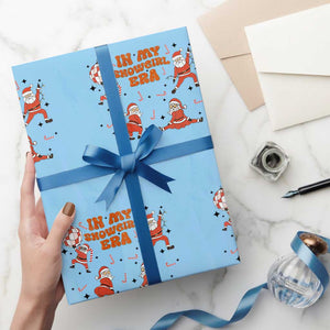 Funny Santa Girl Christmas Wrapping Paper Roll TS14 Light Blue Print Your Wear