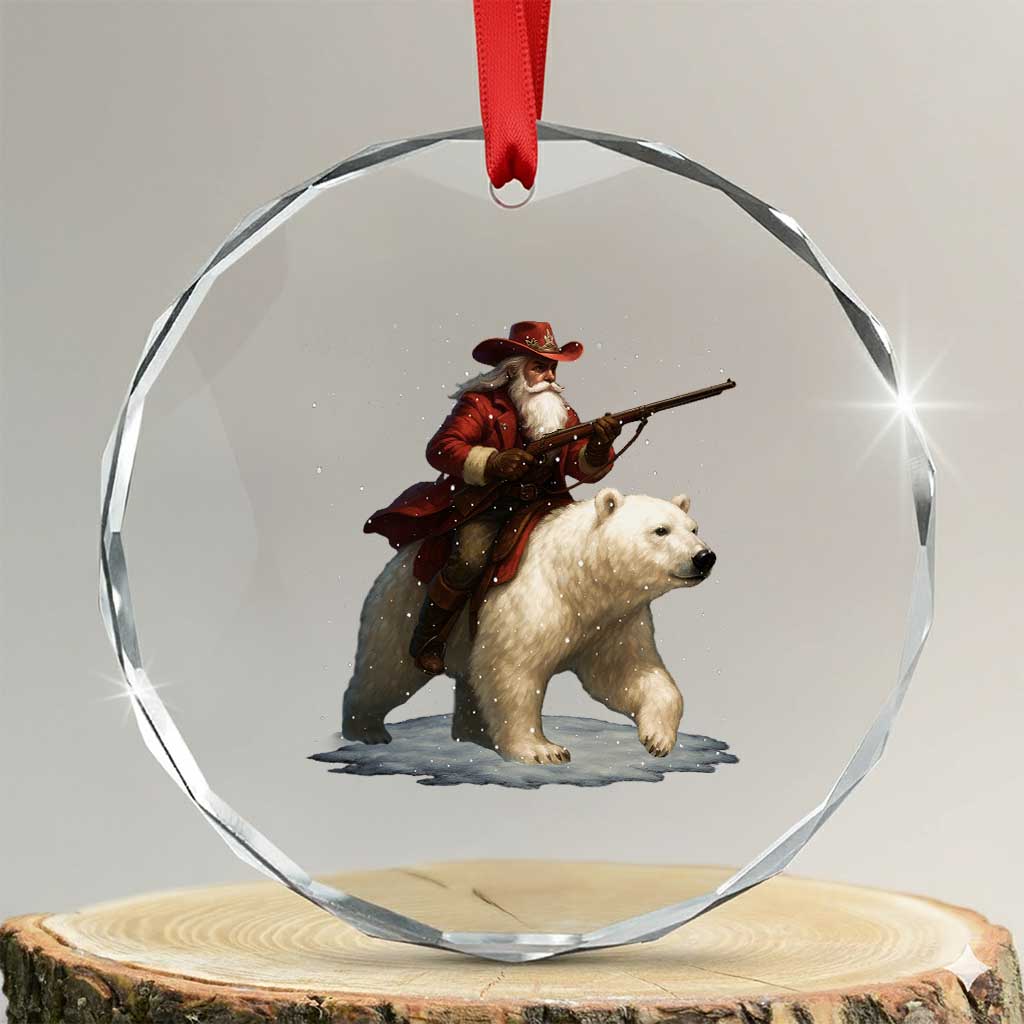 Funny Santa Gun Christmas Crystal Glass Ornament TS14 Transparent Glass 3'' Circle Print Your Wear