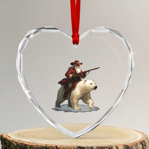 Funny Santa Gun Christmas Heart Crystal Glass Ornament TS14 Transparent Glass 3'' Heart Print Your Wear