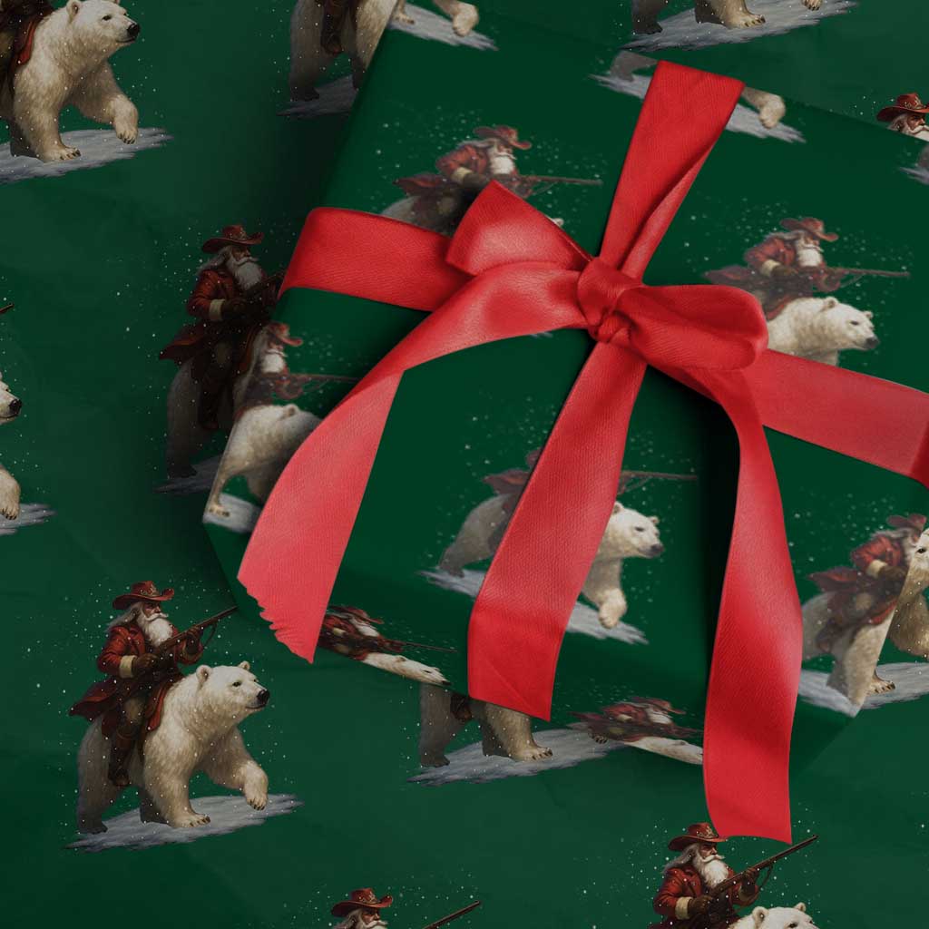 Funny Santa Gun Christmas Wrapping Paper Roll TS14 Green Print Your Wear