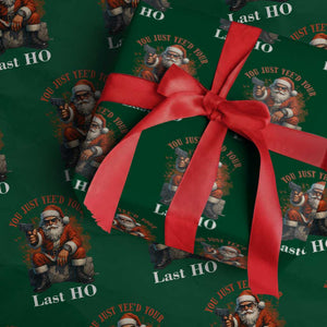 Funny Santa Gun Christmas Wrapping Paper Roll You Just Yeed Your Last Ho TS14 Green Print Your Wear