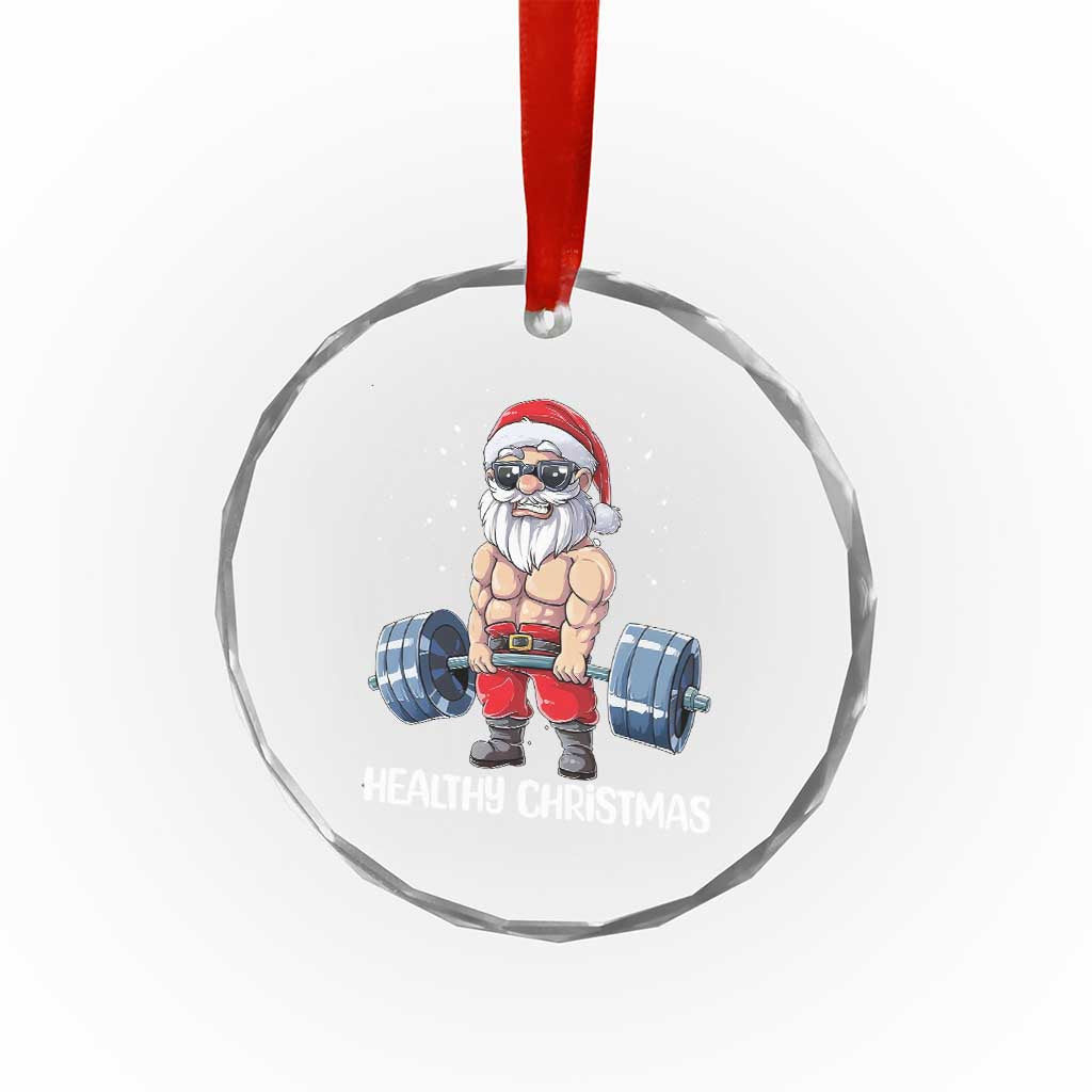 Funny Santa Gym Xmas Crystal Glass Ornament Healthy Christmas TS14 Print Your Wear