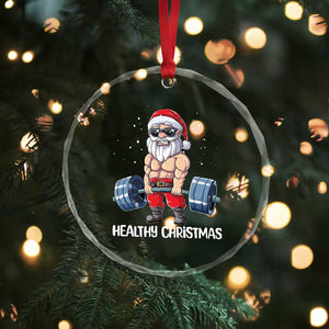 Funny Santa Gym Xmas Crystal Glass Ornament Healthy Christmas TS14 Print Your Wear