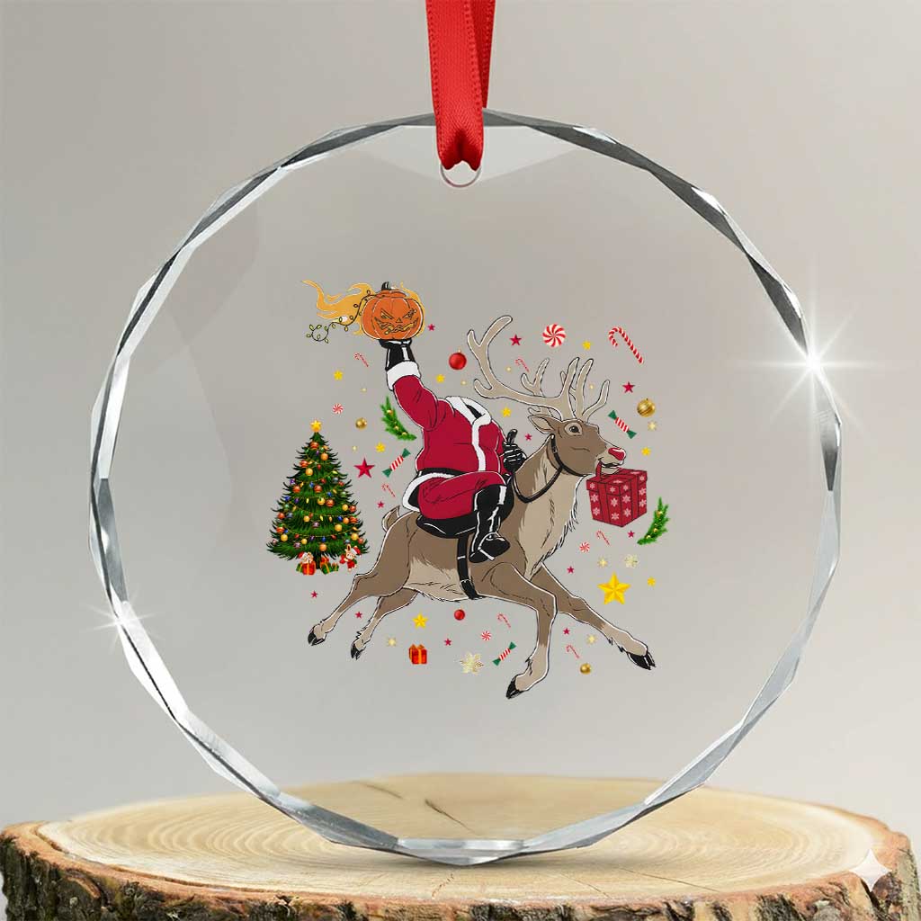 Funny Santa Headless Horseman Crystal Glass Ornament Christmas Halloween Gift TS12 Transparent Glass 3'' Circle Print Your Wear