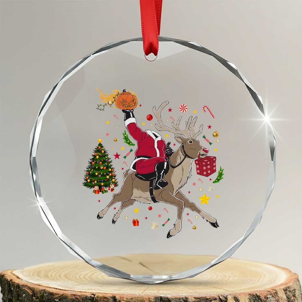 Funny Santa Headless Horseman Crystal Glass Ornament Christmas Halloween Gift TS12 Transparent Glass 3'' Circle Print Your Wear