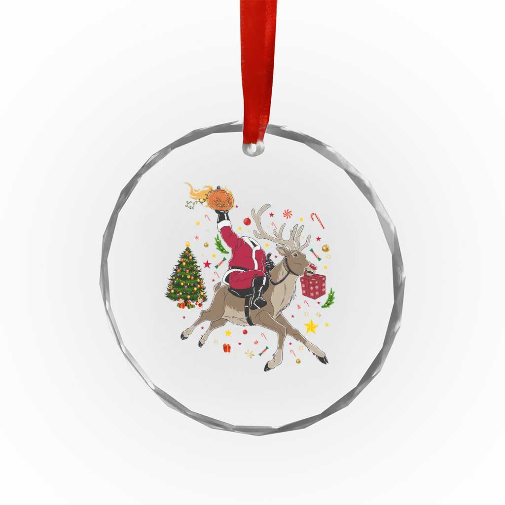 Funny Santa Headless Horseman Crystal Glass Ornament Christmas Halloween Gift TS12 Transparent Glass 3'' Circle Print Your Wear