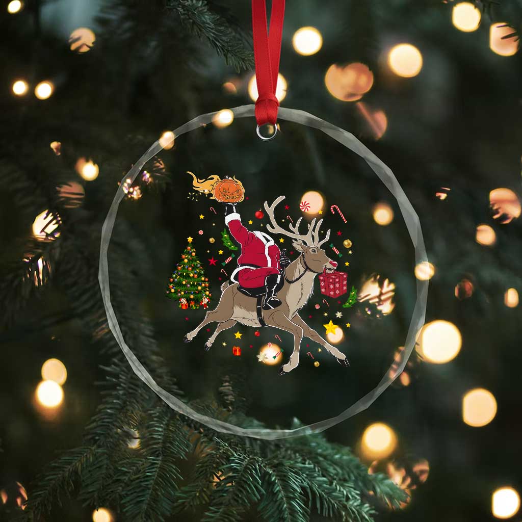 Funny Santa Headless Horseman Crystal Glass Ornament Christmas Halloween Gift TS12 Print Your Wear