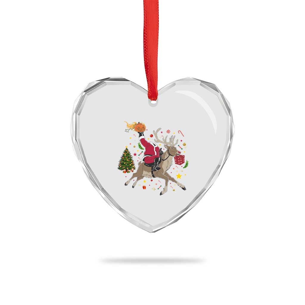 Funny Santa Headless Horseman Heart Crystal Glass Ornament Christmas Halloween Gift TS12 Print Your Wear