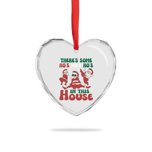 Funny Santa Heart Crystal Glass Ornament Theres Some Hos In This House Funny Xmas TS02 Print Your Wear