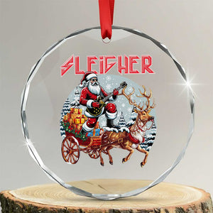 Funny Santa Heavy Metal Christmas Crystal Glass Ornament Sleigher Xmas Rock & Roll TS11 Transparent Glass 3'' Circle Print Your Wear