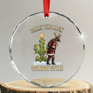 Funny Santa Hunting Crystal Glass Ornament Carry The Rack Cowboy Style TS14 Transparent Glass 3'' Circle Print Your Wear
