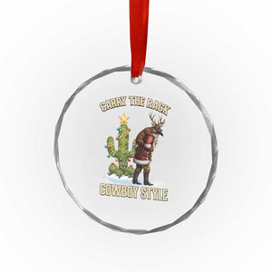 Funny Santa Hunting Crystal Glass Ornament Carry The Rack Cowboy Style TS14 Print Your Wear