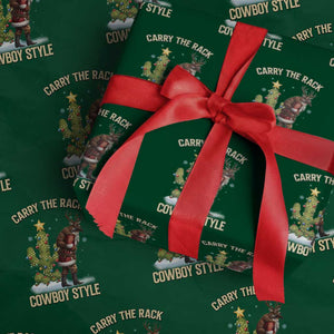 Funny Santa Hunting Wrapping Paper Roll Carry The Rack Cowboy Style TS14 Green Print Your Wear