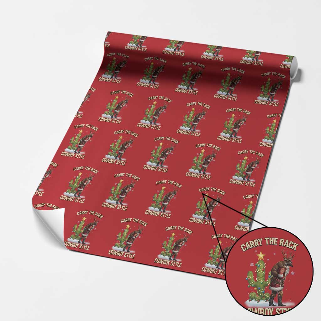 Funny Santa Hunting Wrapping Paper Roll Carry The Rack Cowboy Style TS14 Red Print Your Wear