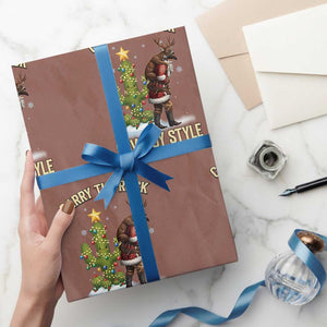 Funny Santa Hunting Wrapping Paper Roll Carry The Rack Cowboy Style TS14 Mocha Print Your Wear