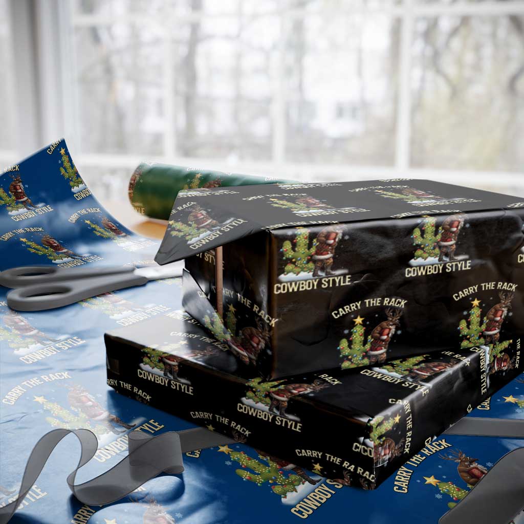 Funny Santa Hunting Wrapping Paper Roll Carry The Rack Cowboy Style TS14 Black Print Your Wear