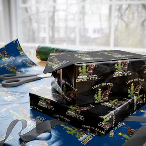 Funny Santa Hunting Wrapping Paper Roll Carry The Rack Cowboy Style TS14 Black Print Your Wear
