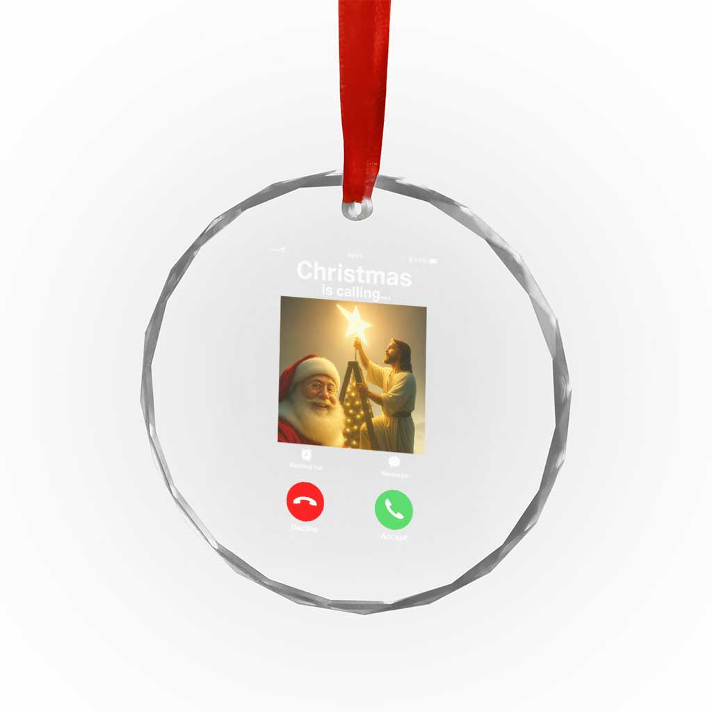 Funny Santa Jesus Video Call Crystal Glass Ornament TS14 Print Your Wear