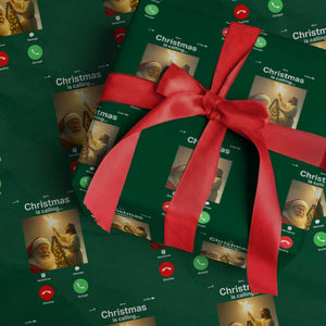 Funny Santa Jesus Video Call Wrapping Paper Roll TS14 Green Print Your Wear