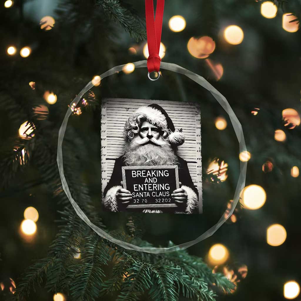 Funny Santa Mugshot Crystal Glass Ornament Naughty Xmas Festive Vibe TS02 Print Your Wear