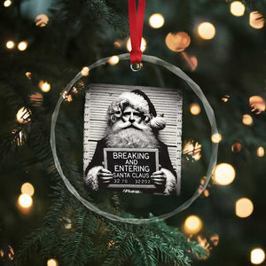 Funny Santa Mugshot Crystal Glass Ornament Naughty Xmas Festive Vibe TS02 Print Your Wear