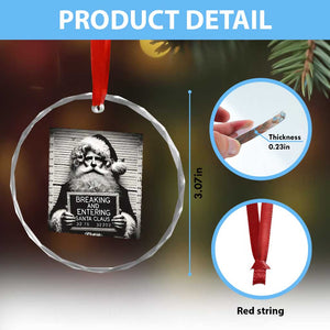 Funny Santa Mugshot Crystal Glass Ornament Naughty Xmas Festive Vibe TS02 Print Your Wear