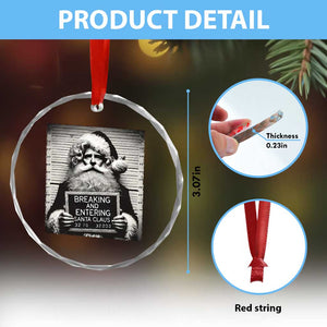 Funny Santa Mugshot Crystal Glass Ornament Naughty Xmas Festive Vibe TS02 Print Your Wear