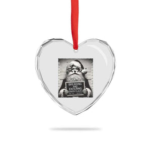 Funny Santa Mugshot Heart Crystal Glass Ornament Naughty Xmas Festive Vibe TS02 Print Your Wear