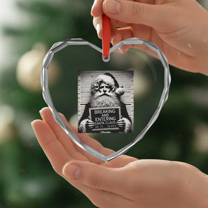 Funny Santa Mugshot Heart Crystal Glass Ornament Naughty Xmas Festive Vibe TS02 Print Your Wear