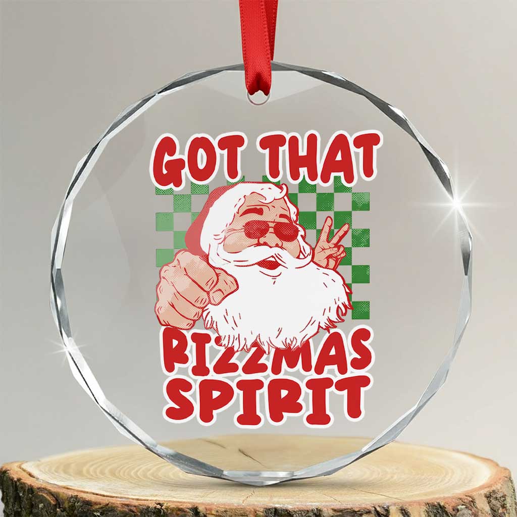 Funny Santa Rizz Xmas Crystal Glass Ornament Got That Rizzmas Spirit Retro Groovy TS02 Transparent Glass 3'' Circle Print Your Wear