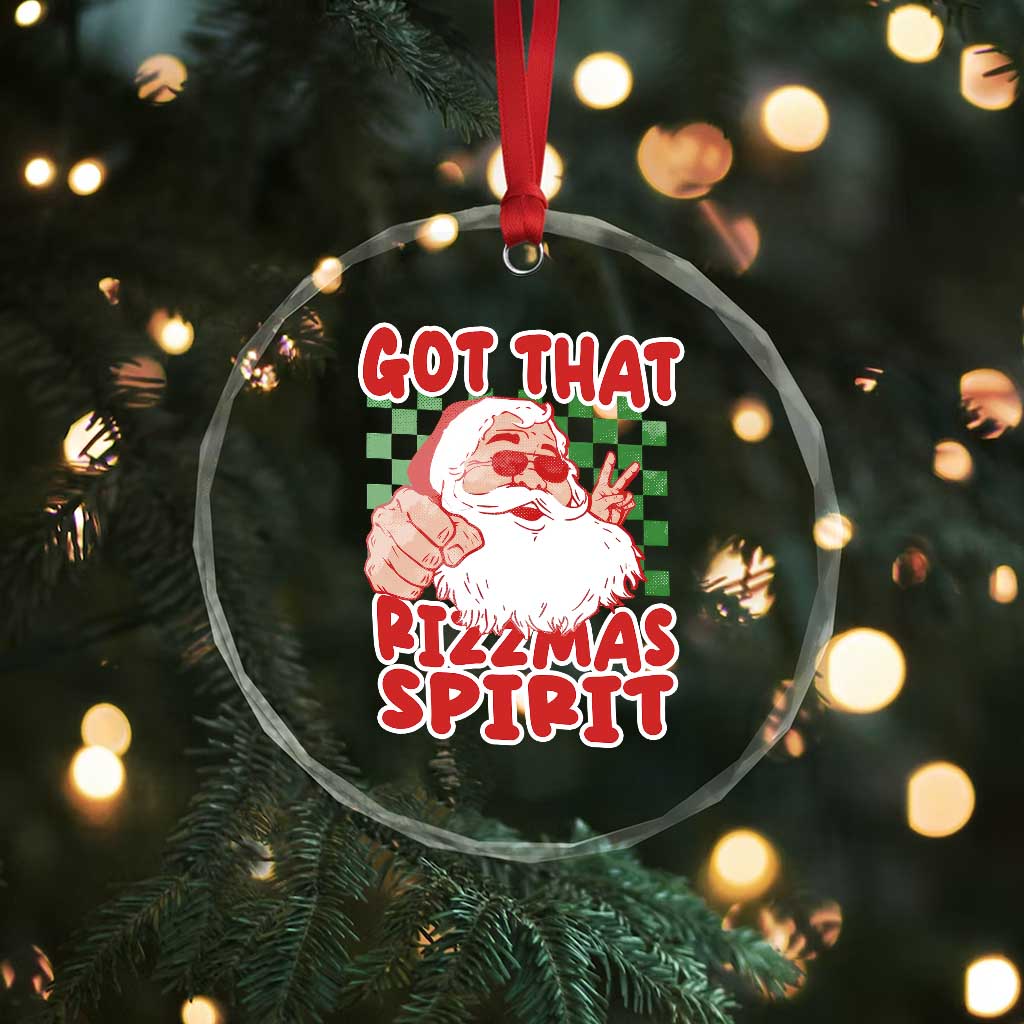 Funny Santa Rizz Xmas Crystal Glass Ornament Got That Rizzmas Spirit Retro Groovy TS02 Print Your Wear