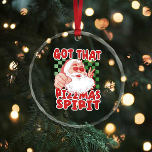Funny Santa Rizz Xmas Crystal Glass Ornament Got That Rizzmas Spirit Retro Groovy TS02 Print Your Wear